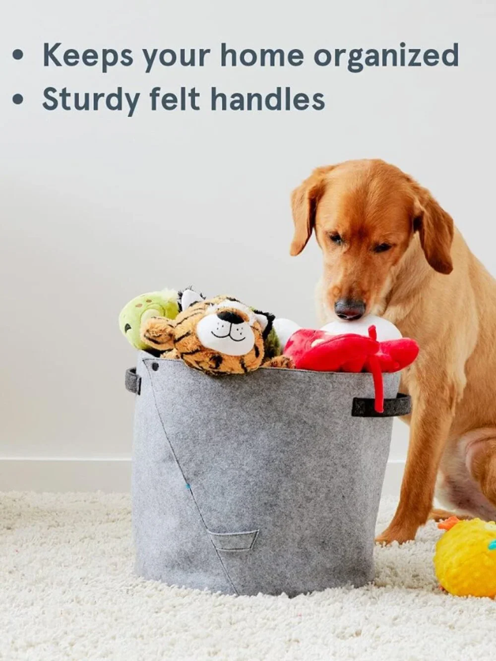 NEW Gray Bark Bag Storage Bin Dog Toys Gray Pet Supplies Container 12x13